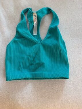 FP Movement by Free People Teal Ribbed Racerback Tank Top